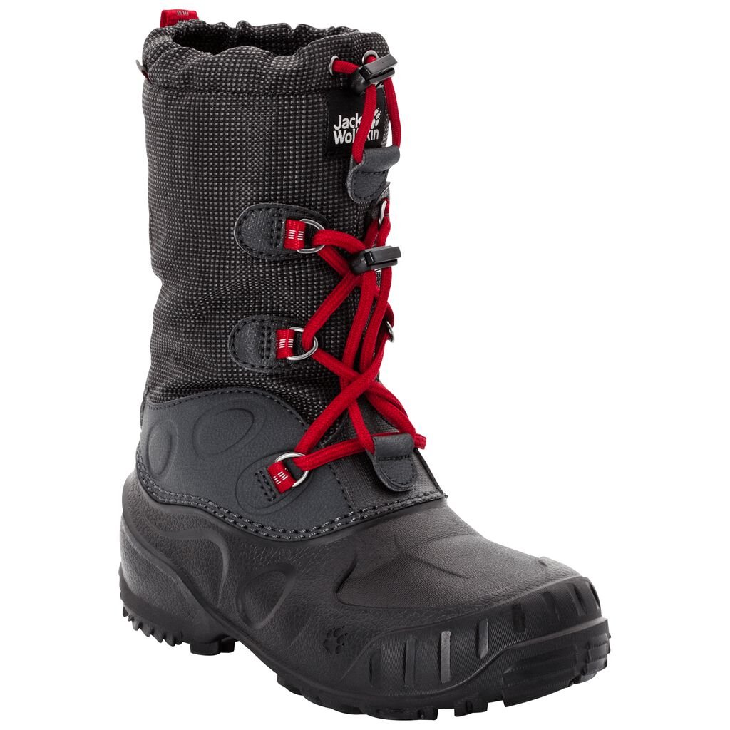 Jack Wolfskin ICELAND TEXAPORE HIGH Chaussures Enfant Noir/Rouge - KSIVNPM-15